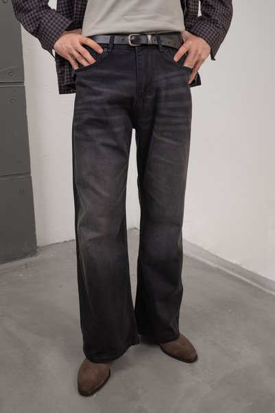 HYMAN Pantaloni de blugi pentru bărbați, cu croială largă, tip bootcut, spaniolă