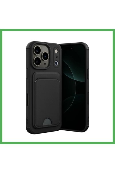 Nur store Çanta غطاء سيليكون متوافق مع iPhone 17 Pro مع حامل بطاقات كيلفن - أ...