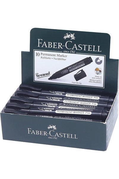 Faber-Castell Yayınları أقلام تحديد دائمة من فابر كاستل، رأس مشطوف، لون أسود،...