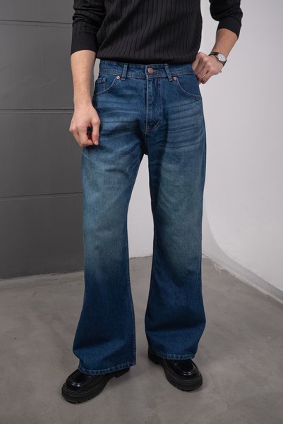 HYMAN Pantaloni de blugi pentru bărbați, cu croială largă, tip bootcut, spaniolă