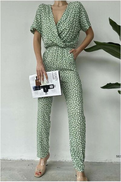 BŞK VİRGO Tulle Double-Breasted Jumpsuit with Sleeves Short Collar Fabric · C...