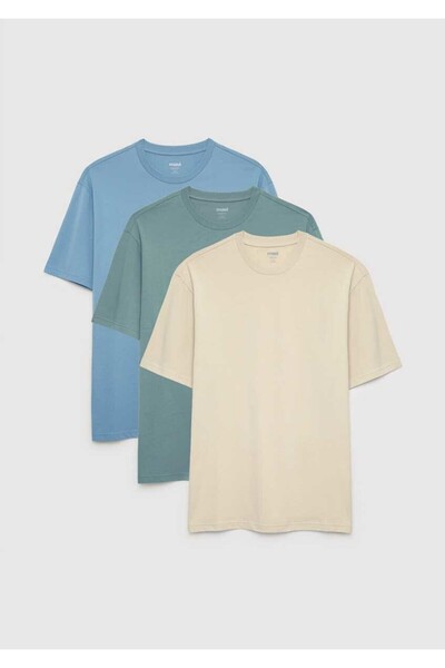 Mavi Tricou pentru bărbați, bej, 3 piese, Basic Loose, tricou bej pal