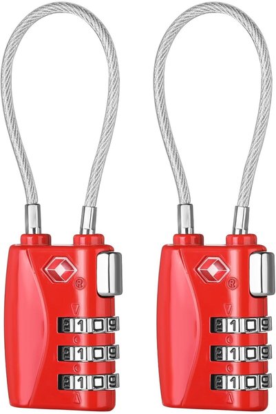 GENERAL ZHEGE Luggage Locks TSA Approved, Combination Travel Padlocks (Red, 2P)