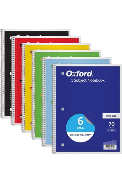Oxford دفتر ملاحظات حلزوني، 6 قطع، دفاتر ملاحظات حلزونية واسعة الخطوط للمدرسة...