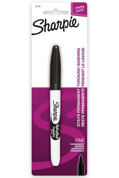 Sharpie قلم تحديد دائم للغسيل من روبي-أدوب - أسود دقيق - عبوة واحدة