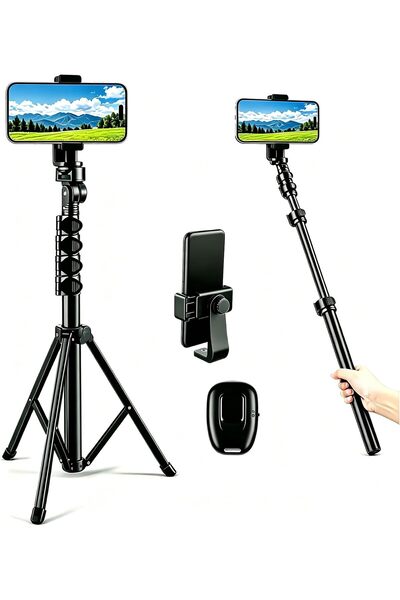 Generic Phone Camera Tripod Stand, 210cm Monopod Tripod with Remote Control P...
