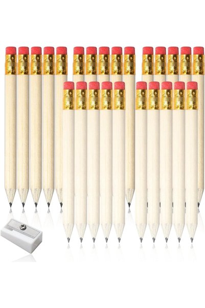 NALACAL 25pcs Mini Wooden Pencils with Erasers, 4-Inch Short Baby Signature P...