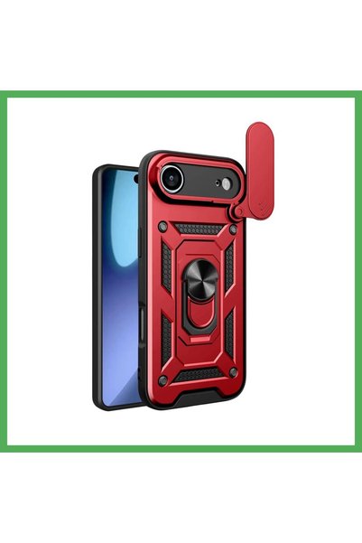 Nur store Çanta iPhone 17 Air Compatible Pars Lens Ring Silicone Case - Red B...