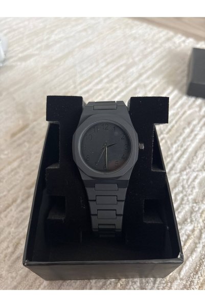 Siyasi Logolu Siyah Metal Kordonlu Analog Saat, Kutulu