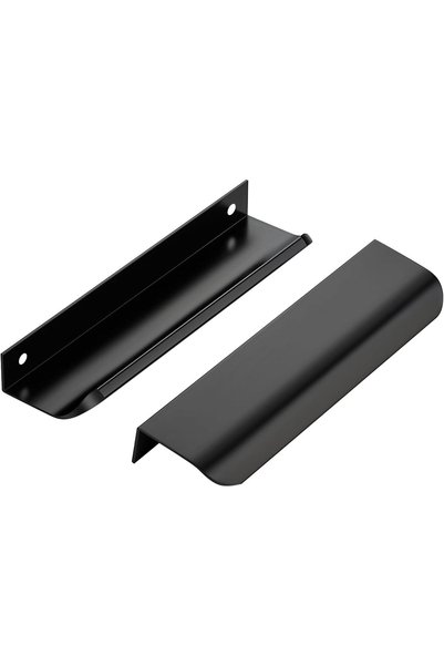 Ravinte Hardware 10 قطع مقابض خزائن سوداء، مقابض سحب بحافة إصبعية للخزائن 150...