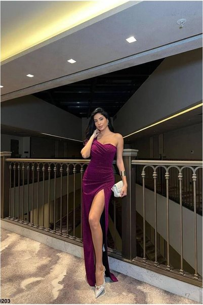 northcity n فستان سهرة بكتف واحد مع فتحة · اللون: بنفسجي فاتح · المقاس: XL BX