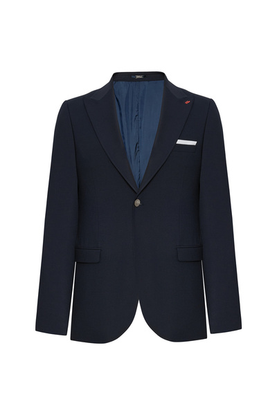 Twn Slim Fit Navy Blue Dobby Suit