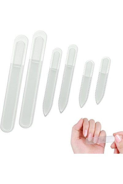 ALMEKAQUZ 6-Piece Glass Nail File Set, Etched Crystal Nail Files for Smoothin...
