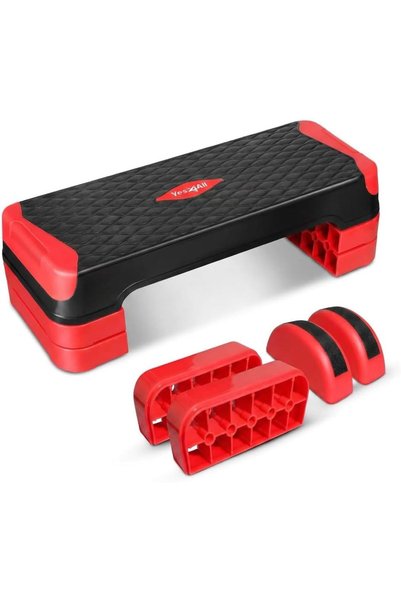 Yes4All 2'si 1 arada ayarlanabilir aerobik adım platformu fitness egzersiz stepper, ekstra yarım yuv