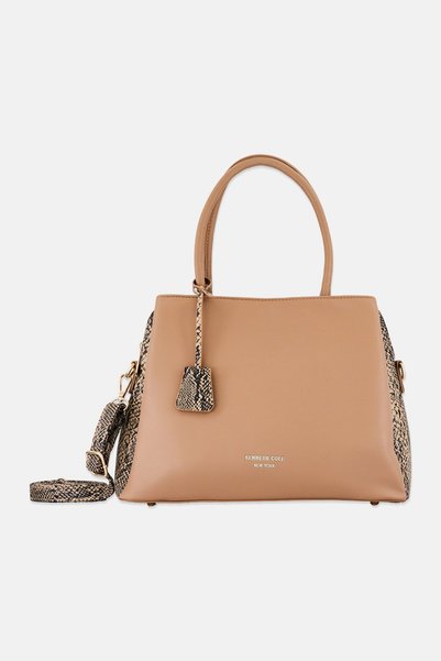 Kenneth Cole Women Brand Logo Handbag, Dark Beige