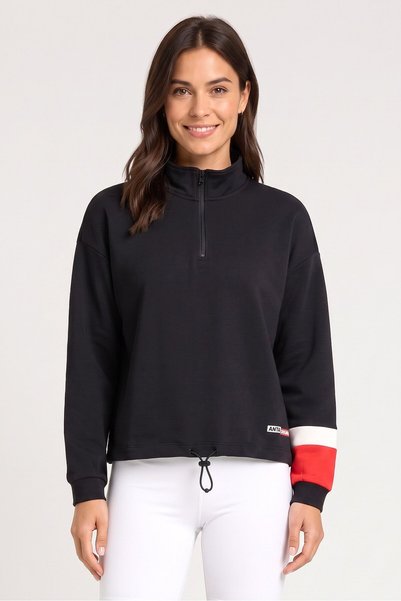 Anta Women Sportswear Fit Long Sleeve Outdoor Sweatshirts, Black
