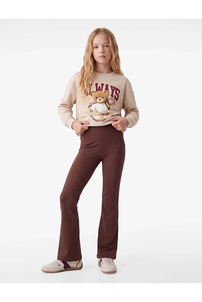 Koton Beli Lastikli Slim Fit İspanyol Paça Tayt
