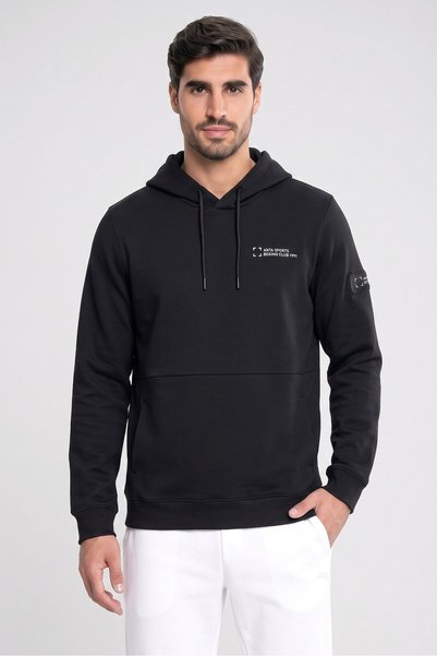 Anta Men Regular Fit Long Sleeve Outdoor Hoodie, Black
