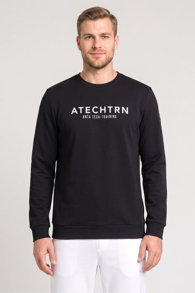 Anta Men Sportswear Fit Long Sleeve Training Sweatshirt, Black