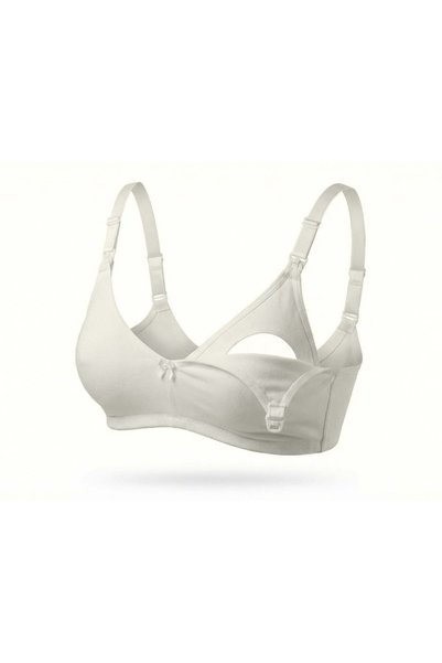 Caramell Cotton Wirefree Nursing Bra, One-Hand Open Buckles and Adjustable St...