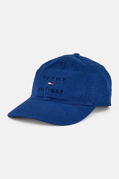 Tommy Hilfiger Men Embroidered Logo Adjustable Buckle Cap, Navy Blue