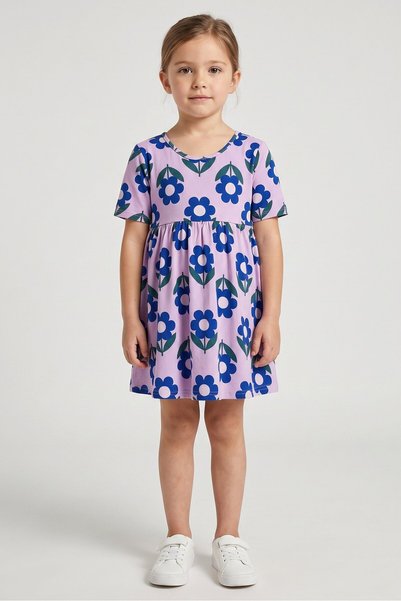 Picapino Kids Girl 2 Pieces Graphic Print Dresses, Multicolor