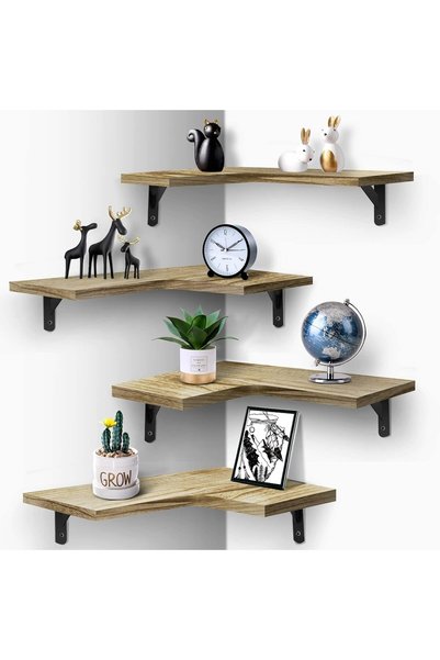 Paporich Floating Corner Shelves for Wall Décor Storage, Wall Shelves Set of ...