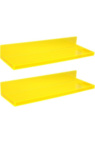 Slasa Neon Yellow Acrylic Floating Shelves for Wall – No Drill, Heavy Duty Ad...