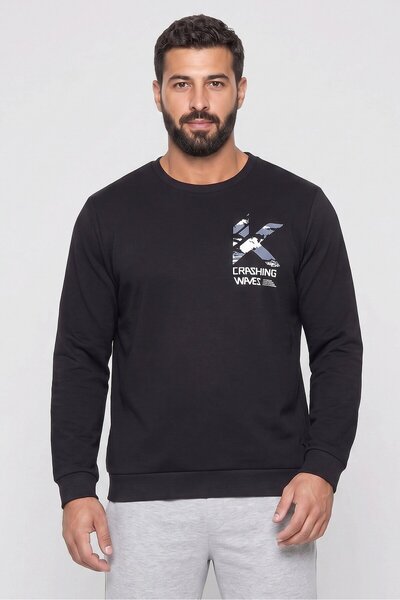 Anta Men Sportswear Fit Long Sleeve Outdoor Sweatshirt, Black