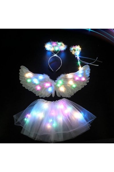 Jorunb Angel Wings for Kids, Light Up Wings and Halo with LED Lights, Hallowe...