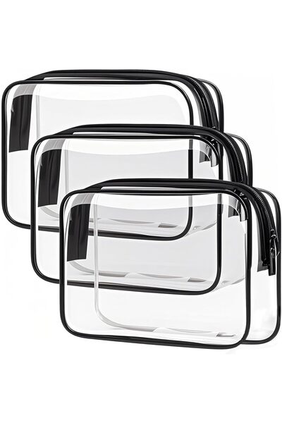 AQUAFALCON 3 Pack Color Clear Toiletry Bag, Waterproof PVC Clear Makeup Bag, ...