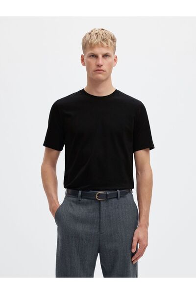 SELECTED Tričko s kulatým výstřihem, slim fit, krátký rukáv