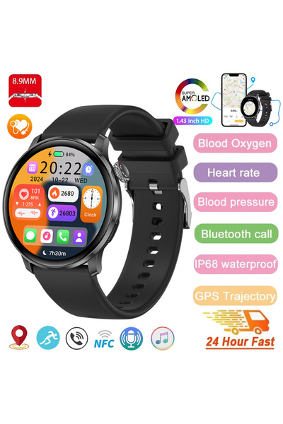 Generic ساعة ذكية نسائية S6 ميني 2026 الجديدة بشاشة AMOLED مقاس 1.32 بوصة بدق...