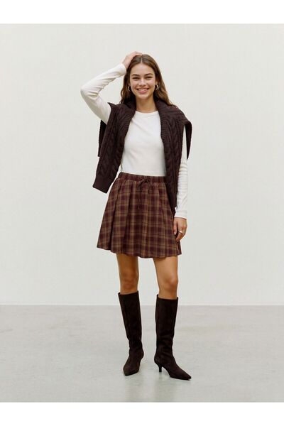 Vero Moda Rock VMCHECKIE Mittlere Taille Kurzer Rock