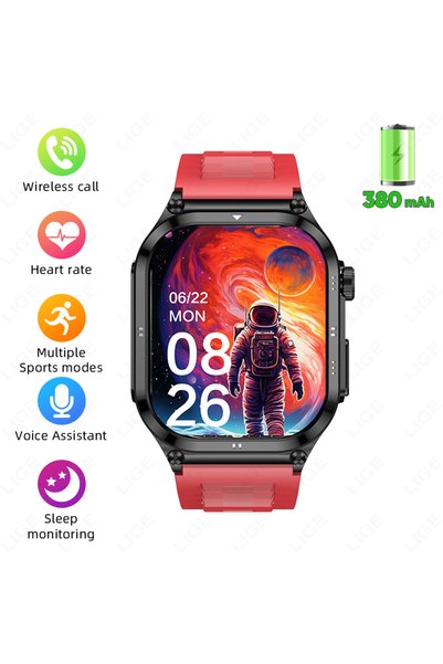 Generic ساعة ذكية Lige BWET281 ET281 بشاشة AMOLED تعمل باللمس للرجال، مراقب ص...