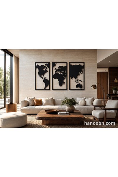Generic Brand World Map Wall Art - 3pc Set (MPZN03)