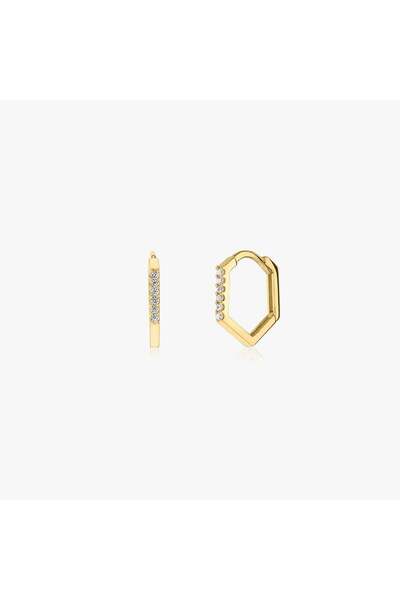Indira Jewelry Златни шестоъгълни обеци халки