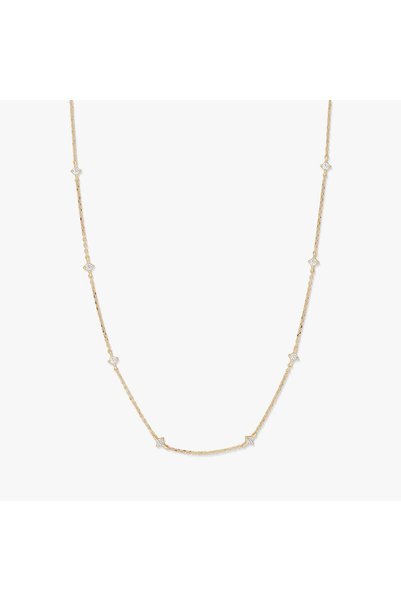Indira Jewelry Starburst Gold Necklace - Zirconia