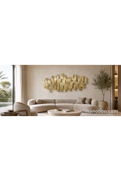 Generic Brand Abstract Layered Gold Metal Wall Sculpture