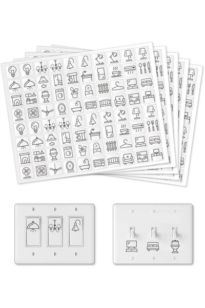 TERRIFI Light Switch Sticker Labels 400 Pcs Set, 34 Transparent ID Decals for...
