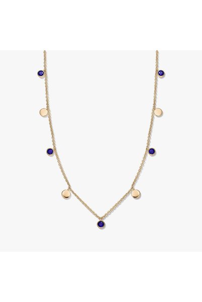 Indira Jewelry Golden Noora Silver Necklace - Lapis Lazuli
