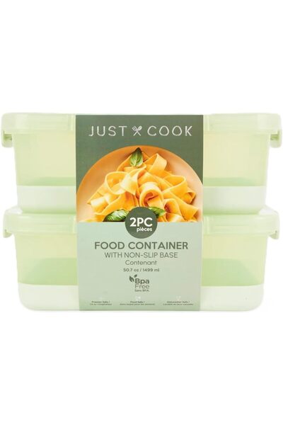 Generic Just Cook Locktop Food Storage Containers, 2 Pieces, 1499 ml, Green, ...
