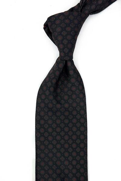 Kravatkolik Black Small Pattern Classic Tie with Handkerchief Kk14110