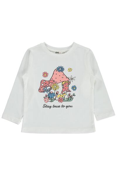 Civil Girls Colorful Printed Sweatshirt for 2-5 Years Old Km - Ecru