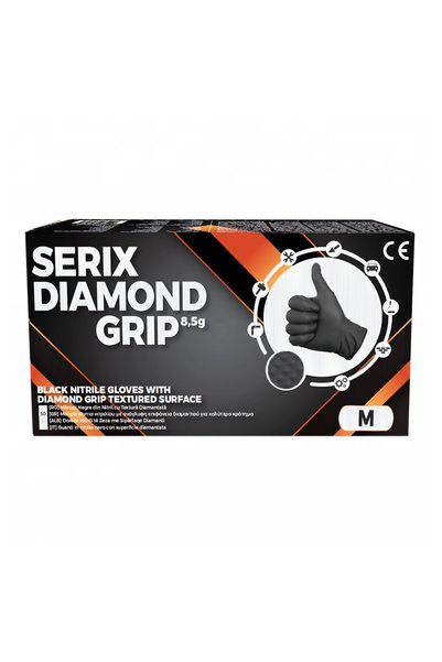SERIX Mănuși de nitril de unică folosință, Aderență diamantată, Fără pudră, G...