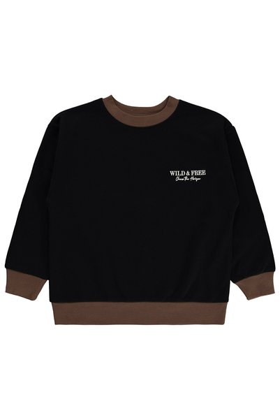 Civil Boys Elbow Patched Sweatshirt for Ages 6-9 - Black