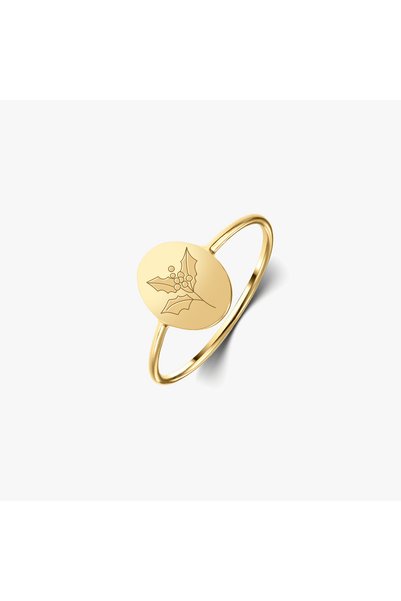 Indira Jewelry Inel din argint Birthflower Golden - December Holly