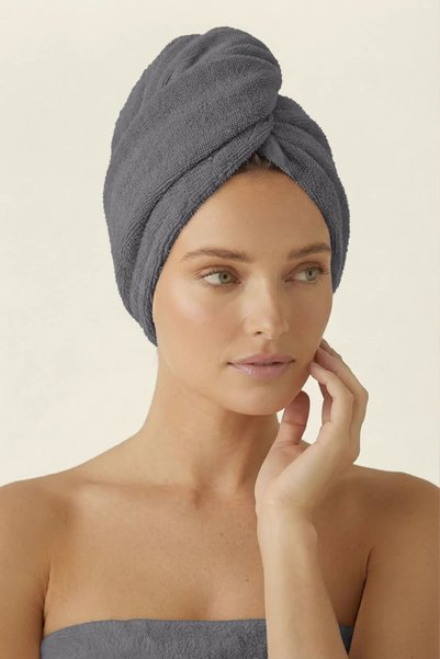 Nitki Prosoape Set Turban Bumbac 100%, Spod Igly si Nitki, 65x23 cm, gri