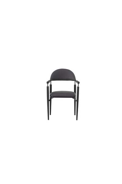 NO BRAND Metal Frame Dining Chair with Padded Seat – Black