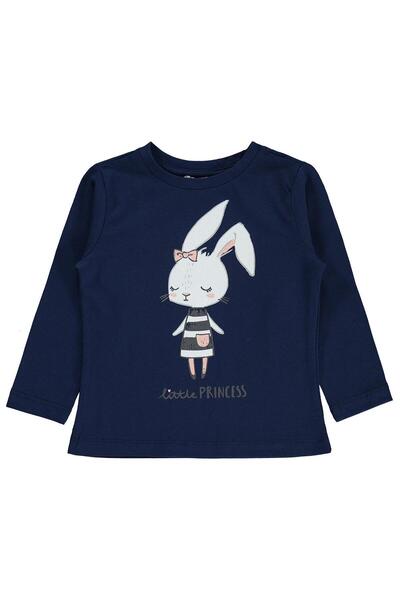 Civil Girls Rabbit Printed Sweatshirt for 2-5 Years Km - Navy Blue